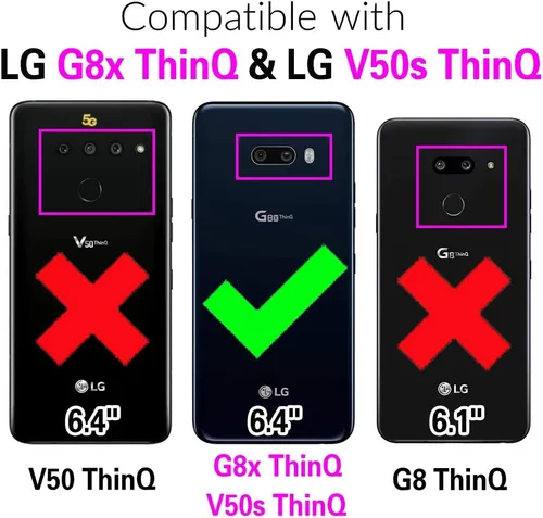 Vista 2 de Asuwish Compatible con LG G8X ThinQ V50S Thin Q Wallet Case y protector de pantalla de vidrio templado, funda abatible para tarjetas de crédito