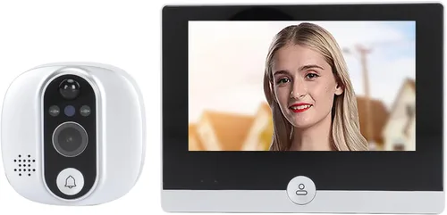 Vista 10 de Timbre de video inteligente, timbre visual inteligente de 1080P con pantalla de 4.3 pulgadas, audio de 2 vías, detección de movimiento PIR, visión