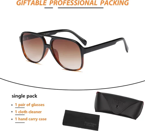 Vista 7 de Lentes de sol vintage retro de los años 70 para mujer y hombre montura clásica cuadrada y grande estilo aviador lentes naranjas de moda UV400
