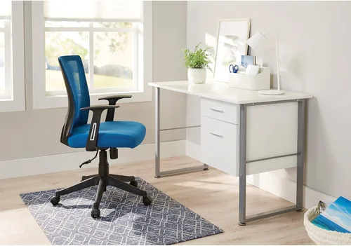 Vista 2 de Realspace® Radley Silla de trabajo de malla y tela con respaldo medio, color azul intenso