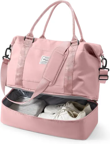 Vista 28 de VECAVE Bolsa de viaje para mujer, bolsa deportiva para gimnasio, E20-Púrpura profundo, Grande, Bolsa de viaje