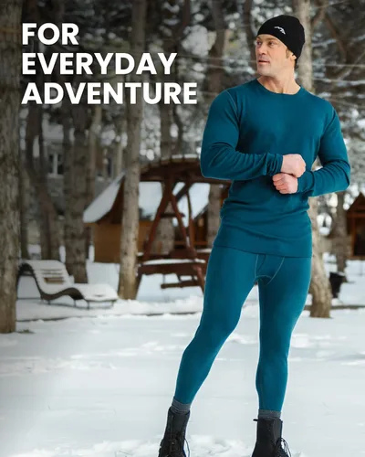 Vista 5 de Pantalón de primera capa de lana merina para hombre, 100% lana merina, peso pesado, medio, ligero, ropa interior térmica Long Johns y calcetines .