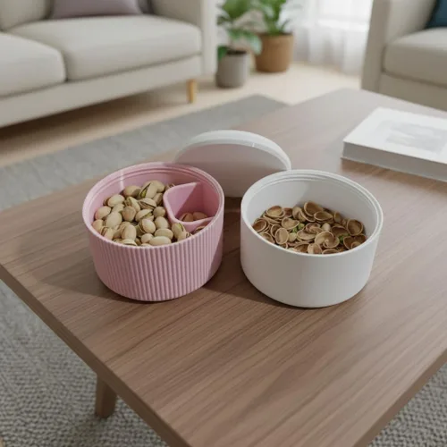 Vista 5 de Taza portátil acanalada de pistacho y semillas de girasol con compartimento de concha, práctico cuenco para aperitivos para pistachos, semillas