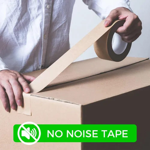 Vista 5 de 6 rollos (2 pulgadas x 55 yardas) cinta de embalaje de papel kraft resistente – Cinta de embalaje marrón de primera calidad que es ecológica