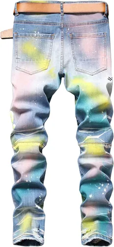 Vista 2 de Baylvn Pantalones de mezclilla ajustados y rectos de diseño para hombre