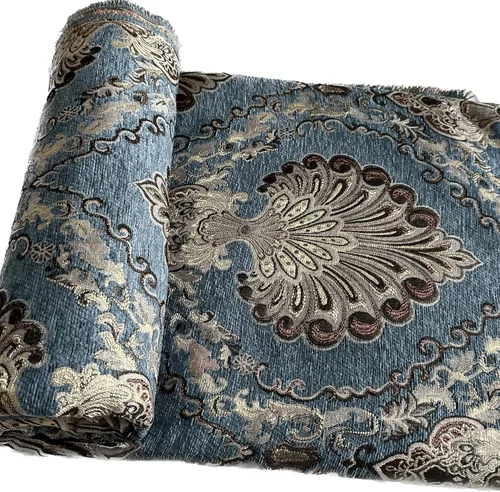 Vista 9 de TinaKim Tela de Tapicería Floral, Jacquard Damasco de Chenilla, para Recubrir Sillas de Muebles y Sofás (Azul, 2 Yardas)