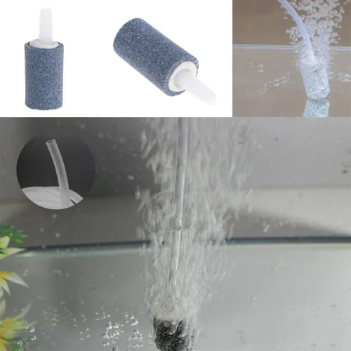 Vista 5 de Cilindro de burbuja de piedra de aire de 1.57 pulgadas Difusor de oxígeno reutilizable para peces de acuario para tanque de estanque bomba