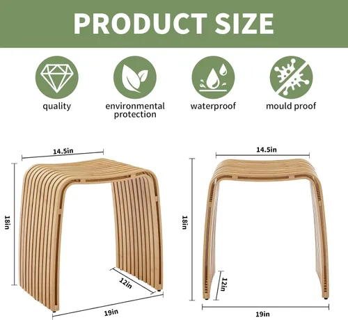 Vista 8 de Taburete de bambú para baño y comedor, banco de bambú, duradero y hermoso diseñado para baño, comedor, sala de estar y dormitorio