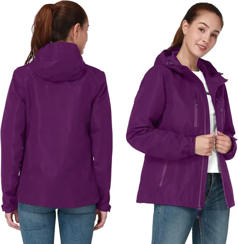 Vista 6 de CAMEL CROWN Chaqueta impermeable para mujer, ligera, rompevientos, con capucha, para exteriores, senderismo, escalada, viajes