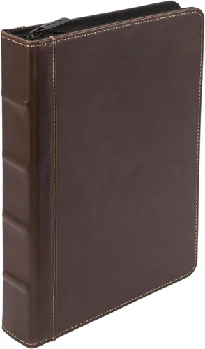 Vista 9 de Samsill Carpeta de cuero vintage con 3 anillos redondos de 0.5 pulgadas (100 hojas), documentos de 8.5 x 11 pulgadas, organizador profesional, Negro