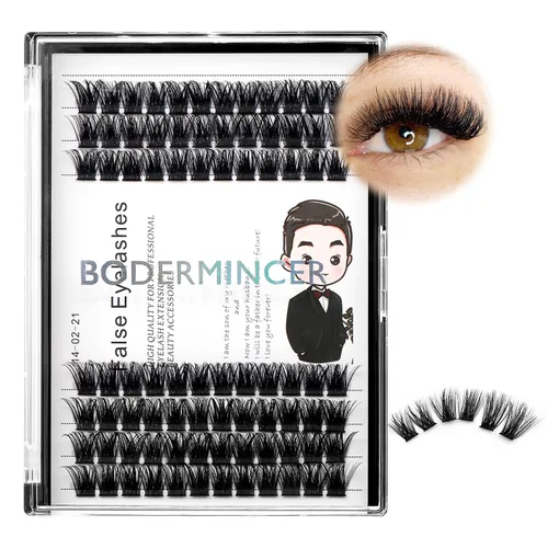 Vista 8 de Bodermincer 84 racimos de pestañas postizas en racimo D, pestañas postizas de volumen, extensiones de pestañas naturales, efecto 3D, banda unida