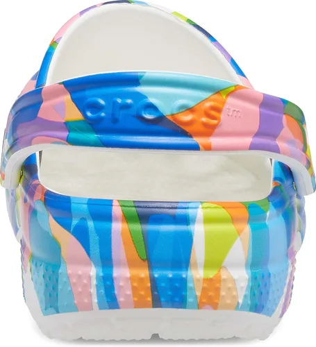 Vista 2 de Crocs Clogs - Zuecos clásicos para adultos, estampados unisex, Blanco/Multi, 14 Women/12 Men