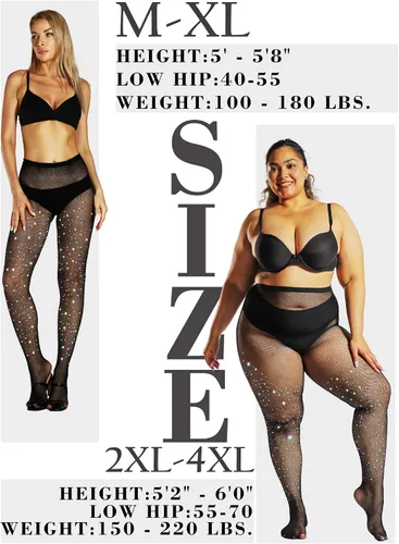 Vista 2 de DancMolly Ultra Durable Sparkly Fishnet Stockings High Waist Sparkle Rhinestone Tights Party Concert Outfit for Women 1-2 Pcs