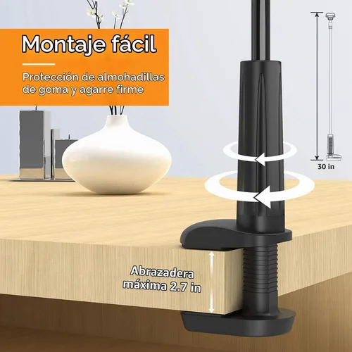 Vista 3 de Soporte para Teléfono de Cama con Cuello de Cisne – Brazo Flexible Montaje de Clip 360 Soporte Ajustable con Abrazadera Compatible con Teléfono