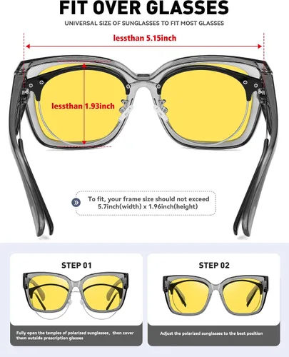 Vista 4 de MEETSUN Oversized Fit Over Glasses Sunglasses for Women Men Large Wrap Around Polarized Sunglasses for Driving UV Protection