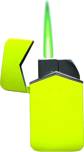 Vista 5 de NIVEK Encendedor de llama verde, a la moda, a prueba de viento, botón cromado, recargable, ajustable, compacto, tamaño de bolsillo, multicolor NEGRO