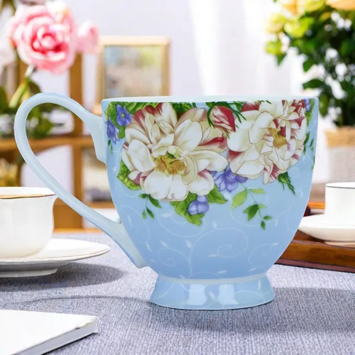 Vista 6 de Tazas de café de porcelana de hueso de 16oz para mujeres Tazas Flora Tazas de café y té Novedades Tazas de café para regalar a mujeres, mamá, amigas