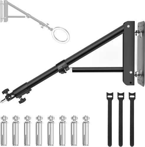 Vista 7 de [Usado] Anillo de luz de montaje en pared: 41.7 pulgadas/41.7 in, brazo triangular ajustable de montaje en pared con rotación flexible de 180°