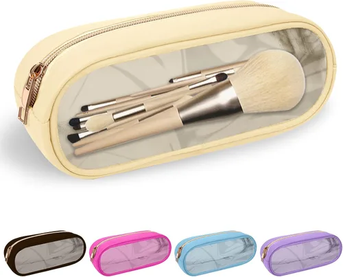 Vista 90 de izuzta Nylon Lager Pequeño Slim Mini Maquillaje Bolsa Organizador, Beige, Viajes