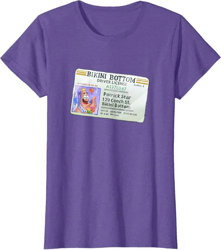 Vista 23 de SpongeBob SquarePants Camiseta con logotipo de Patrick Star Driver License King, Negro