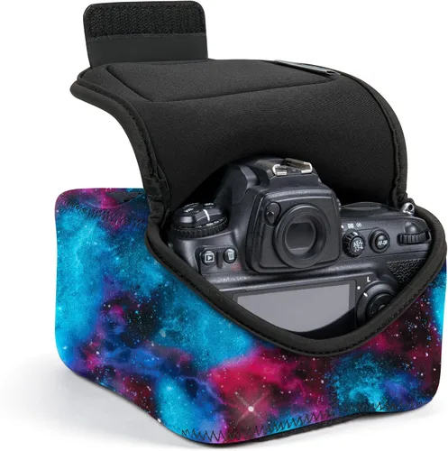 Vista 19 de USA GEAR Funda para cámara réflex digital con tecnología de DuraNeoprene, almacenamiento de accesorios y aberturas para correa – Funciona con Nikon