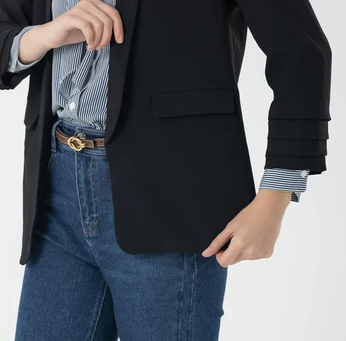 Vista 6 de Beninos Chaqueta informal de manga plegable 34 para mujer, sin botón