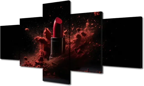 Vista 50 de Póster abstracto de labios de niña, cuadros dorados sobre lienzo, arte de pared, hermosos pósteres e impresiones en lienzo de 5 piezas, arte