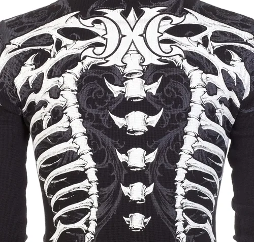 Vista 7 de Xtreme Couture by Affliction - Camisa térmica de manga larga para hombre VERTEBRAE, Negro