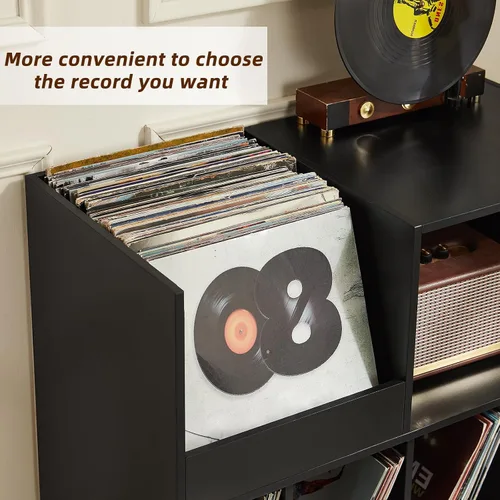 Vista 2 de LELELINKY Soporte grande para tocadiscos, soporte para tocadiscos de 48 pulgadas con almacenamiento, soporte para discos de vinilo con área