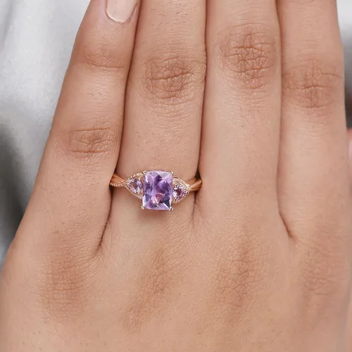 Vista 2 de Shop LC Purple Amethyst Promise Engagement Rings for Women 14K Rose Gold Plated 925 Sterling Silver Bride Amethyst Ring Birthday Gifts for Women