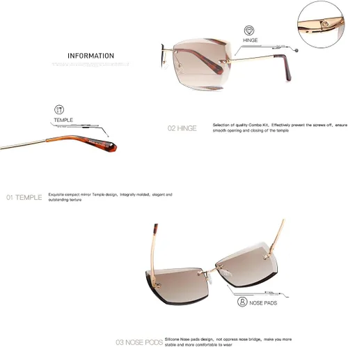 Vista 6 de AEVOGUE - Los lentes de sol para mujer, sin bordes, lentes de corte de diamante, de tamaño grande (AE0534)