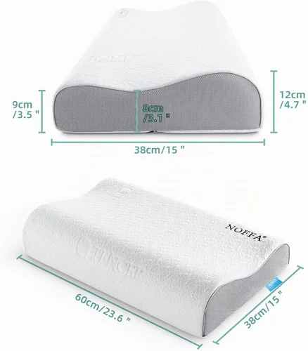 Vista 7 de Almohada cervical para el cuello, almohada de espuma de memoria de contorno Blanco