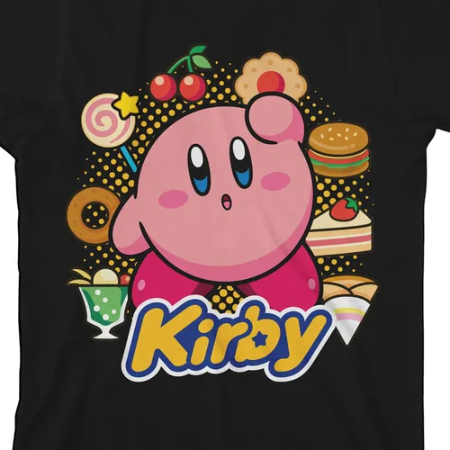 Vista 2 de Kirby Circle of Food Camiseta negra para niño