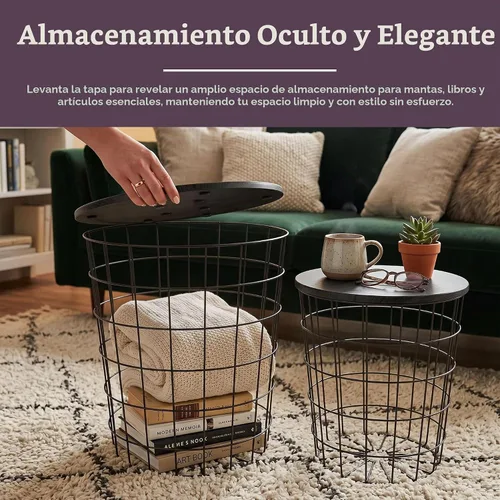 Vista 6 de Lavish Home Mesas auxiliares redondas - Juego de 2 mesas anidadas