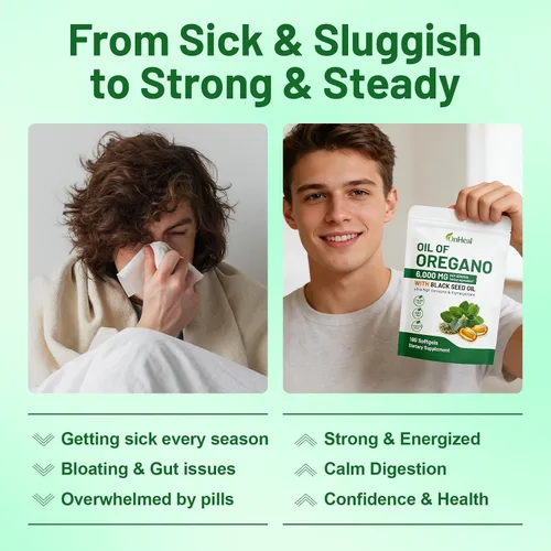 Vista 6 de Oregano Oil Softgels 6000mg with Black Seed Oil