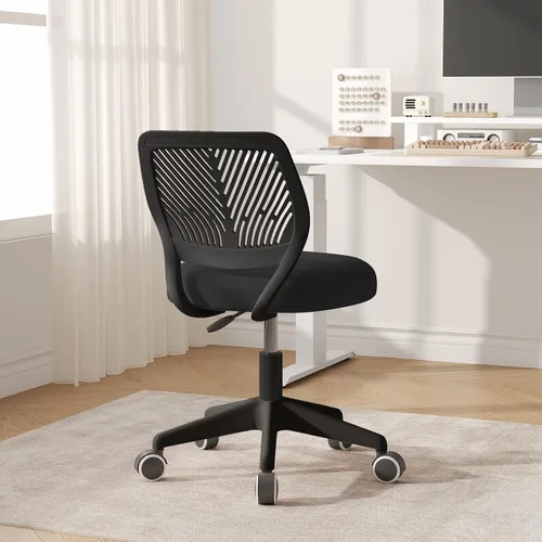 Vista 3 de JPBSTO Silla de escritorio sin brazos, silla giratoria de oficina ajustable con cojín acolchado de malla suave, silla ergonómica pequeña para Todo