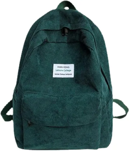 Vista 7 de YUESUO Mochila grande de pana Kawaii con bonito colgante de oso, bolsa vintage para niñas, estudiantes, mochila escolar, mochila para libros, Beige