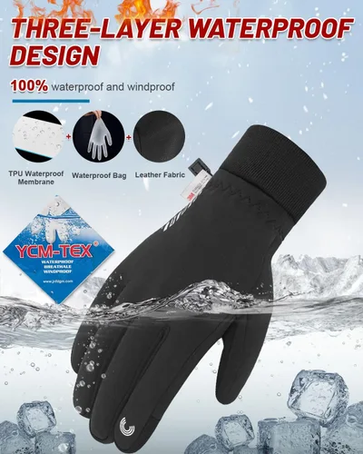 Vista 3 de RIGWARL Guantes de invierno impermeables para clima frío de 40 F a 65 F para hombres y mujeres, pantalla táctil