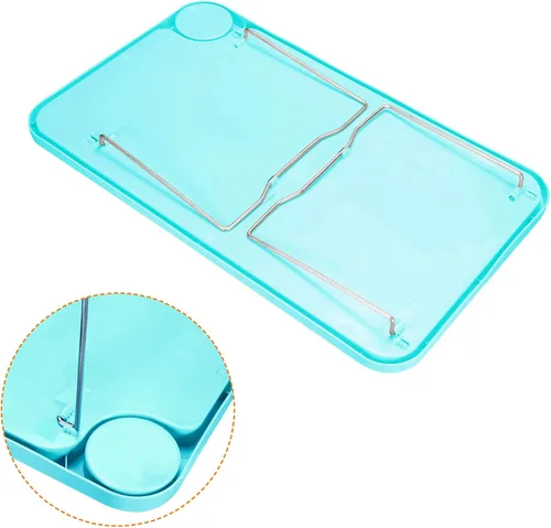 Vista 4 de PATIKIL Bandeja de desayuno, bandejas de cama con patas plegables, plato reutilizable para servir portátil, escritorio para comer, azul