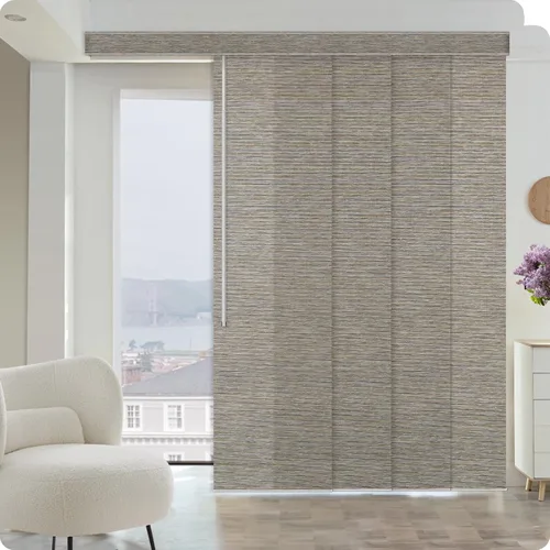 Vista 19 de Graywind - Paneles deslizantes manuales 100% opacos con control de varilla, persianas de privacidad para ventanas de patio, puertas corredizas