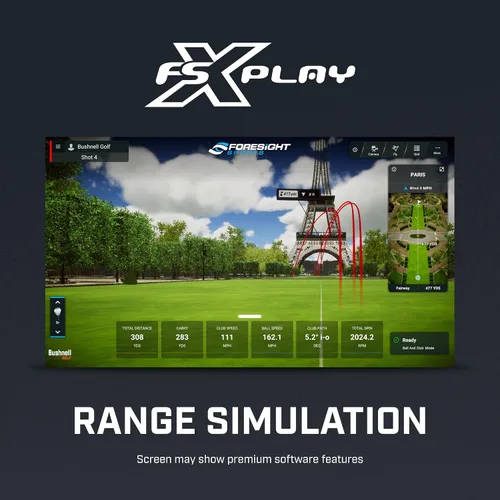 Vista 8 de Bushnell Launch Pro Simulator Bundle - Monitor de lanzamiento portátil con suscripción FSX Play Gold, proyector, recinto y césped