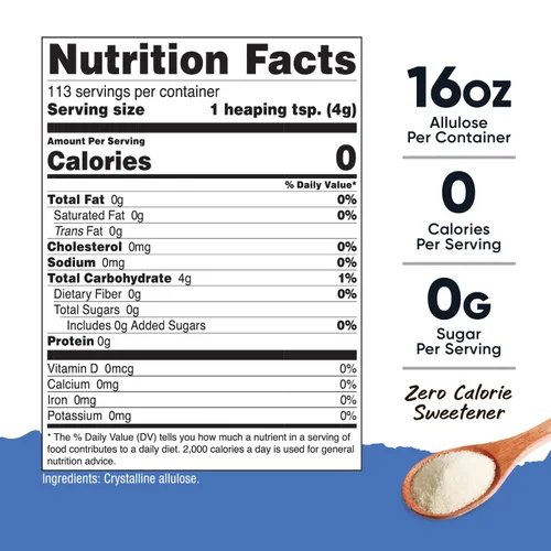 Vista 2 de Nutricost Edulcorante de alulosa (1 libra) - Azúcar KETO, 0 calorías, baja en carbohidratos, alternativa natural de azúcar, polvo cristalino