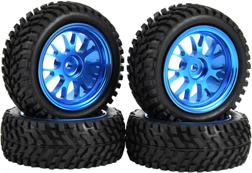 Vista 7 de DAUERHAFT 4 neumáticos RC Crawler, neumáticos RC de 1. 7 pulgadas, neumáticos de goma RC, neumáticos de automóvil 1/18, neumáticos y ruedas RC