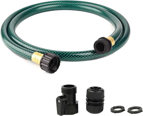 Vista 11 de Manguera de agua corta de 5/8 pulgadas: Manguera líder de PVC de 3 pies ligera y sin torceduras con accesorios de plástico para conexión de grifo a