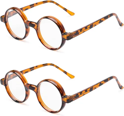 Vista 7 de The Wizard - Gafas de lectura redondas estilo nerd, lectores totalmente redondos, tortuga negra y marrón