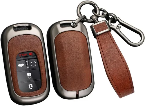 Vista 16 de ontto Funda de cuero para llavero con llavero de metal para llave de automóvil, compatible con Honda Accord Civic HR-V CR-V Pilot Sport SI EX EX-L
