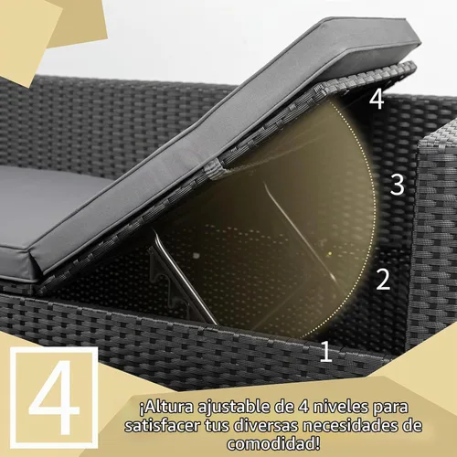 Vista 6 de JAMFLY Juego de sofá seccional de 3 piezas para exteriores con mesa de centro de cristal, muebles de mimbre de polietileno para todo tipo de clima
