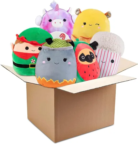 Vista 2 de Squishmallows Mystery - Paquete económico de 3 estrujables de 10 y 8 pulgadas, obtén un peluche grande y dos pequeños de Jazwares por menos, juguete