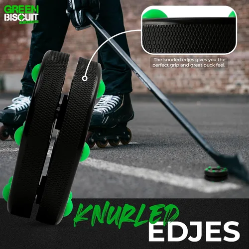 Vista 6 de Green Biscuit Disco de hockey sobre ruedas oficial de la NHL Off Ice Hockey Street Puck para un mejor manejo y paso del palo, práctica al aire libre