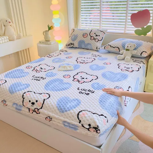 Vista 3 de ZIQINPSQ Sábana Bajera Ajustada de Forro Polar Tamaño Individual - Sábanas de Forro Polar Ultra Suaves y Peludas para Invierno, Sábana Inferior